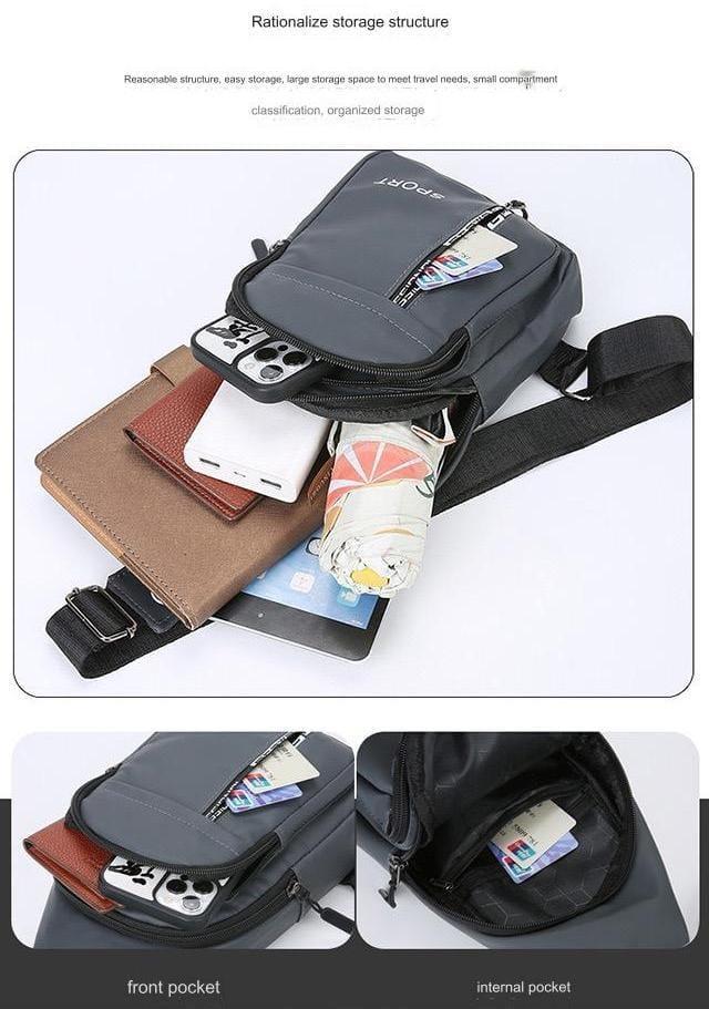 π Menβs Waterproof One-Side Shoulder Bag β Multi-Pocket, Mobile-Friendly & Stylish Carry π§π±