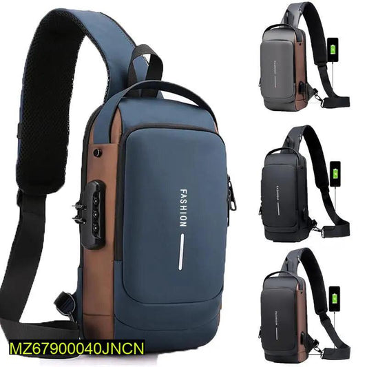🎒 Men’s One-Side Shoulder Bag – USB Charger 🔋, Multi-Pocket 🧳, Waterproof 💧 & Easy Carry 🏃‍♂️