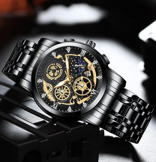 Men’s Stainless Steel Waterproof Watch 💧⌚ – Durable & Stylish 🛠️🖤