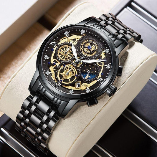 Men’s Stainless Steel Waterproof Watch 💧⌚ – Durable & Stylish 🛠️🖤